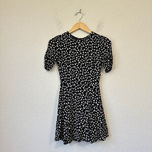 REFORMATION Fit & Flare Mini Dress Sheath in Black Floral Print